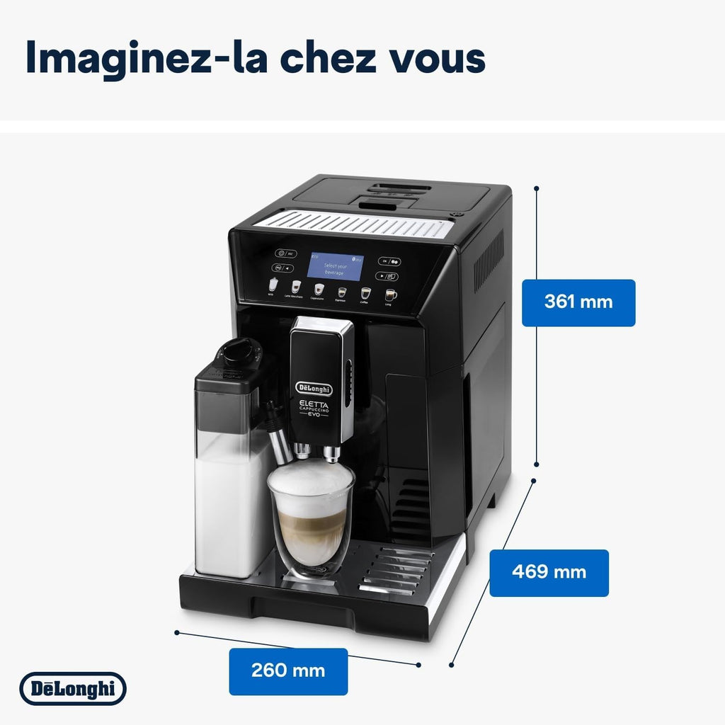 Macchivo - Eletta Evo, Kaffeevollautomat für Bohnene (Espresso- und Cappuccino-Maschine), Touch-LCD-Bildschirm, Schwarz