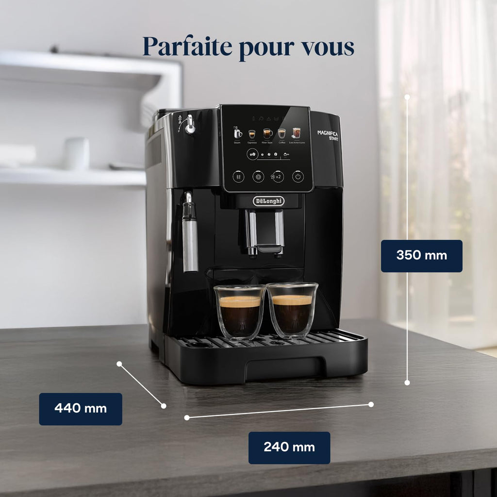 Macchivo - Magnifica Start - Perfetto, vollautomatischi Kaffeemaschine mit LatteCrema automatischem Milchschäumer, Schwarz