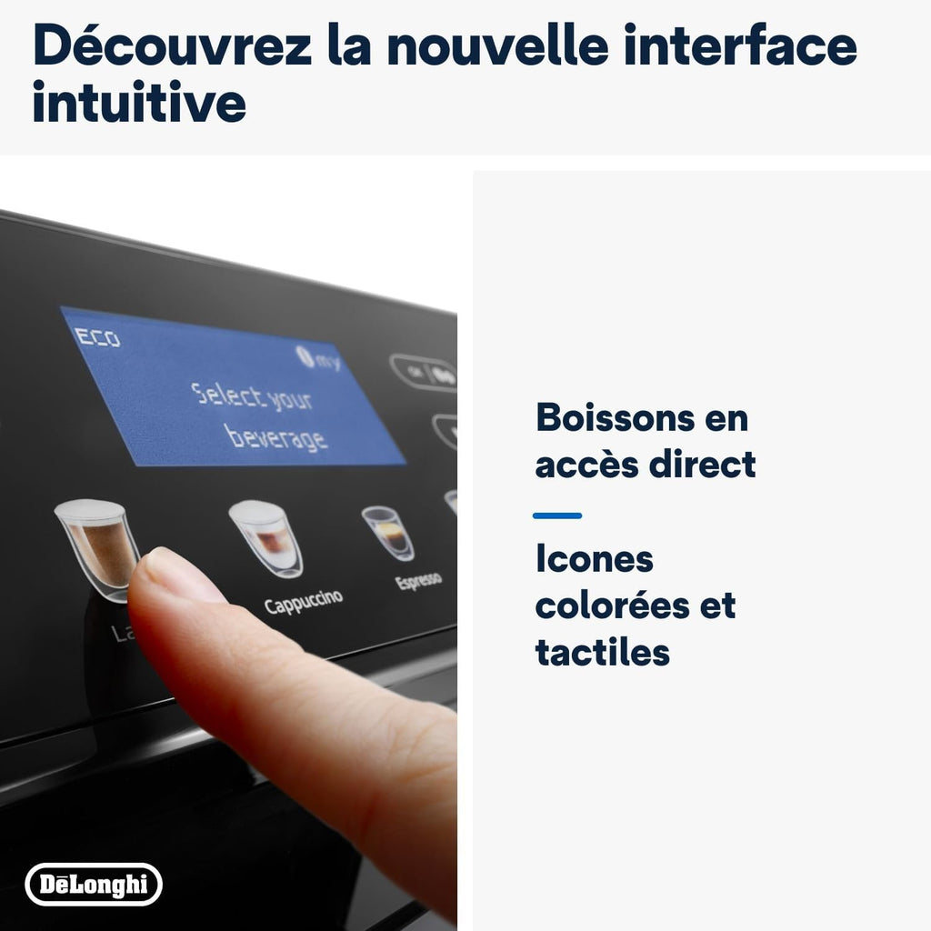 Macchivo - Eletta Evo, Kaffeevollautomat für Bohnene (Espresso- und Cappuccino-Maschine), Touch-LCD-Bildschirm, Schwarz