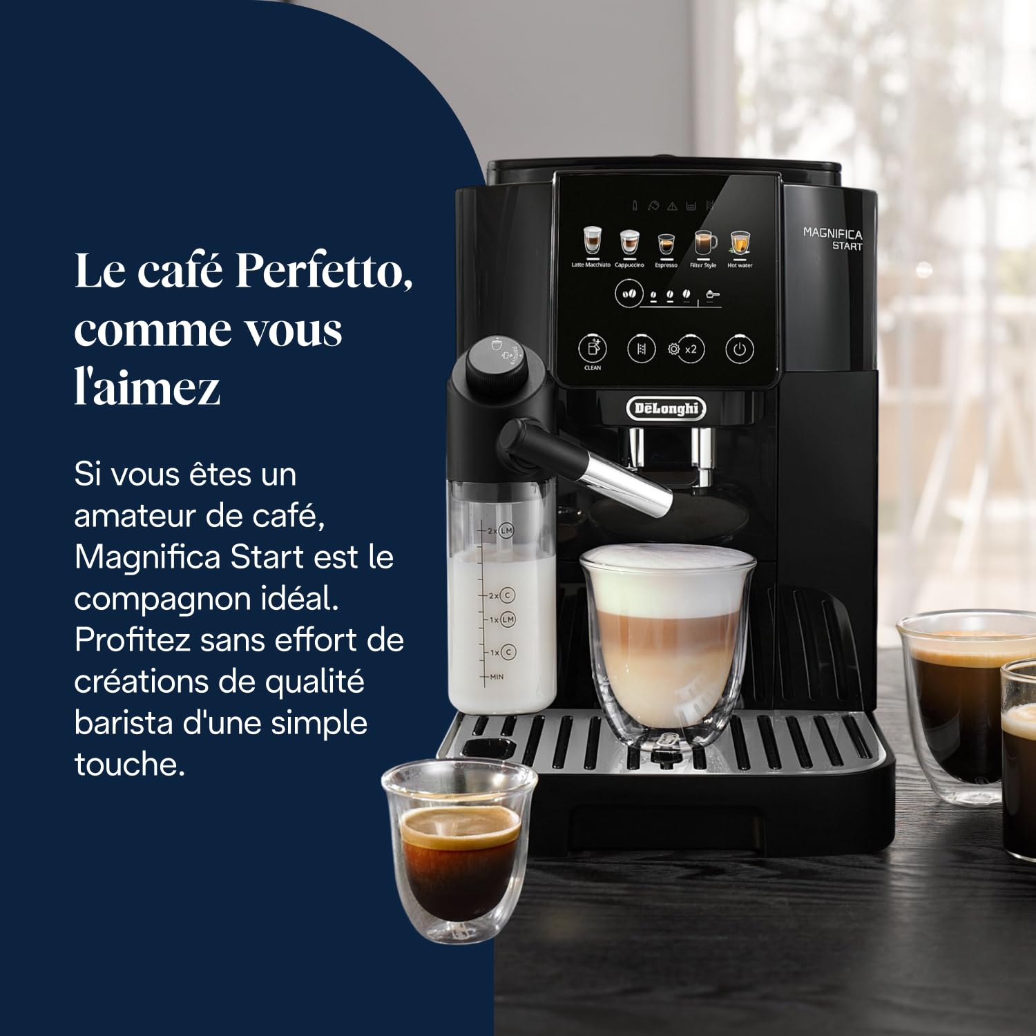 Macchivo - Magnifica Start - Perfetto, vollautomatischi Kaffeemaschine mit LatteCrema automatischem Milchschäumer, Schwarz