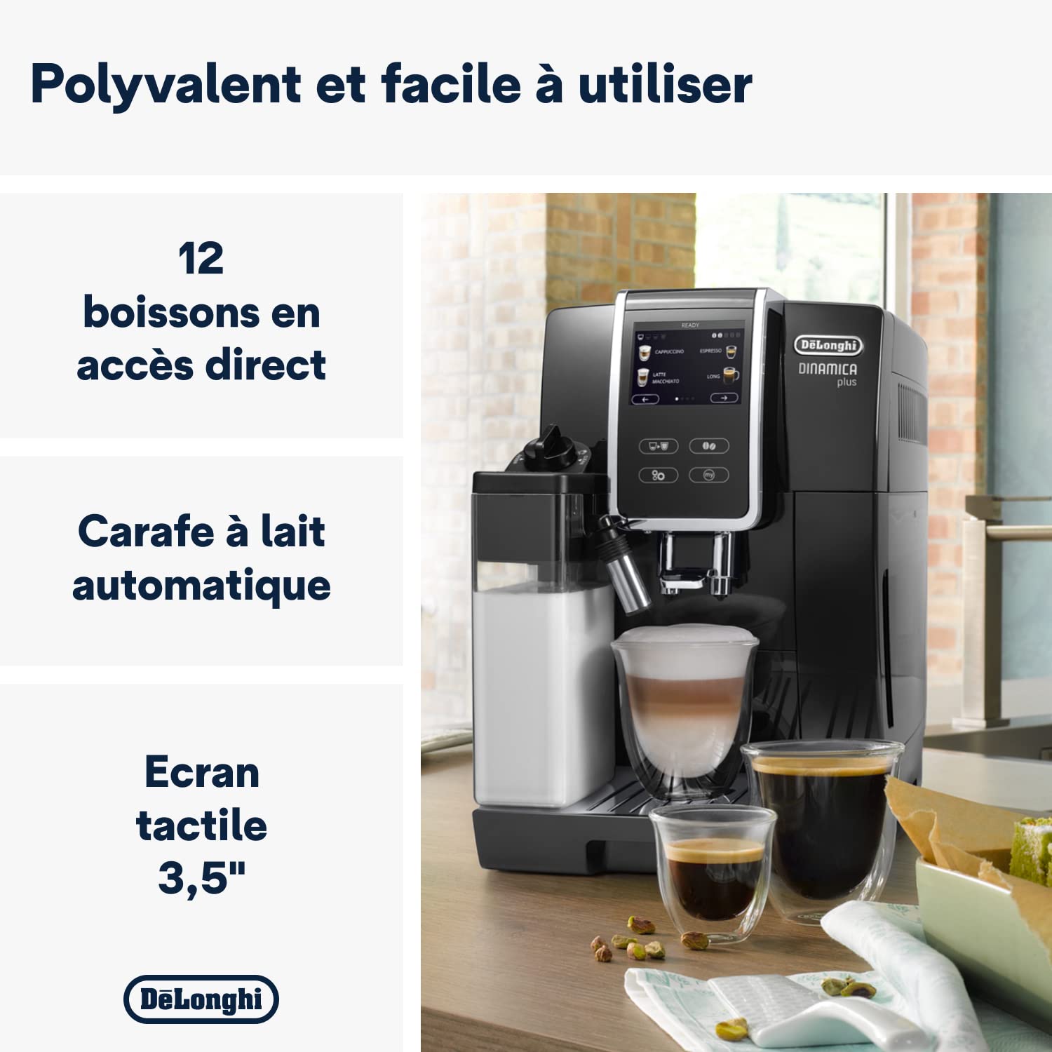 Macchivo - Dinamica Plus, Espresso-Vollautomat mit Bohnemahler, LatteCrema System, 1.8L, Schwarz