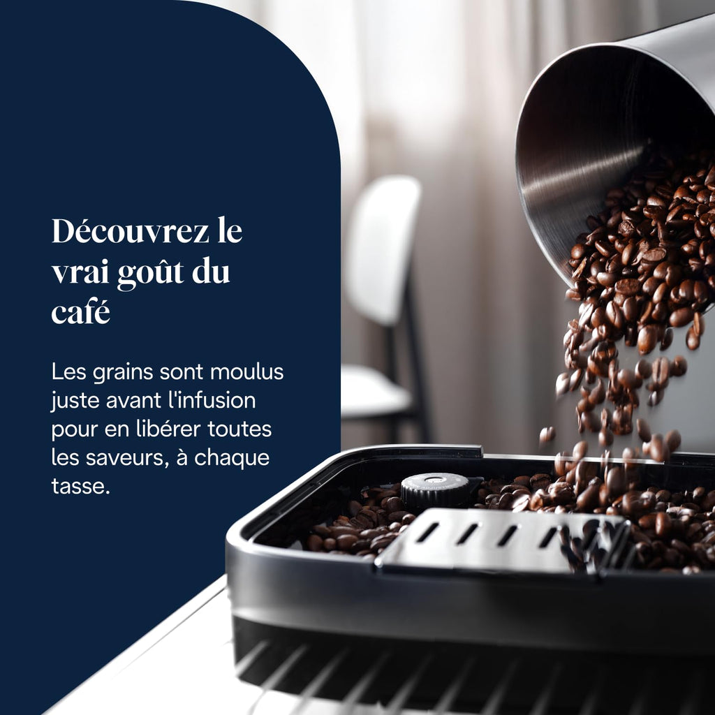Macchivo - Magnifica Evo - Perfetto, vollautomatischi Kaffeemaschine mit LatteCrema automatischem Milchschäumer, Silber u Schwarz