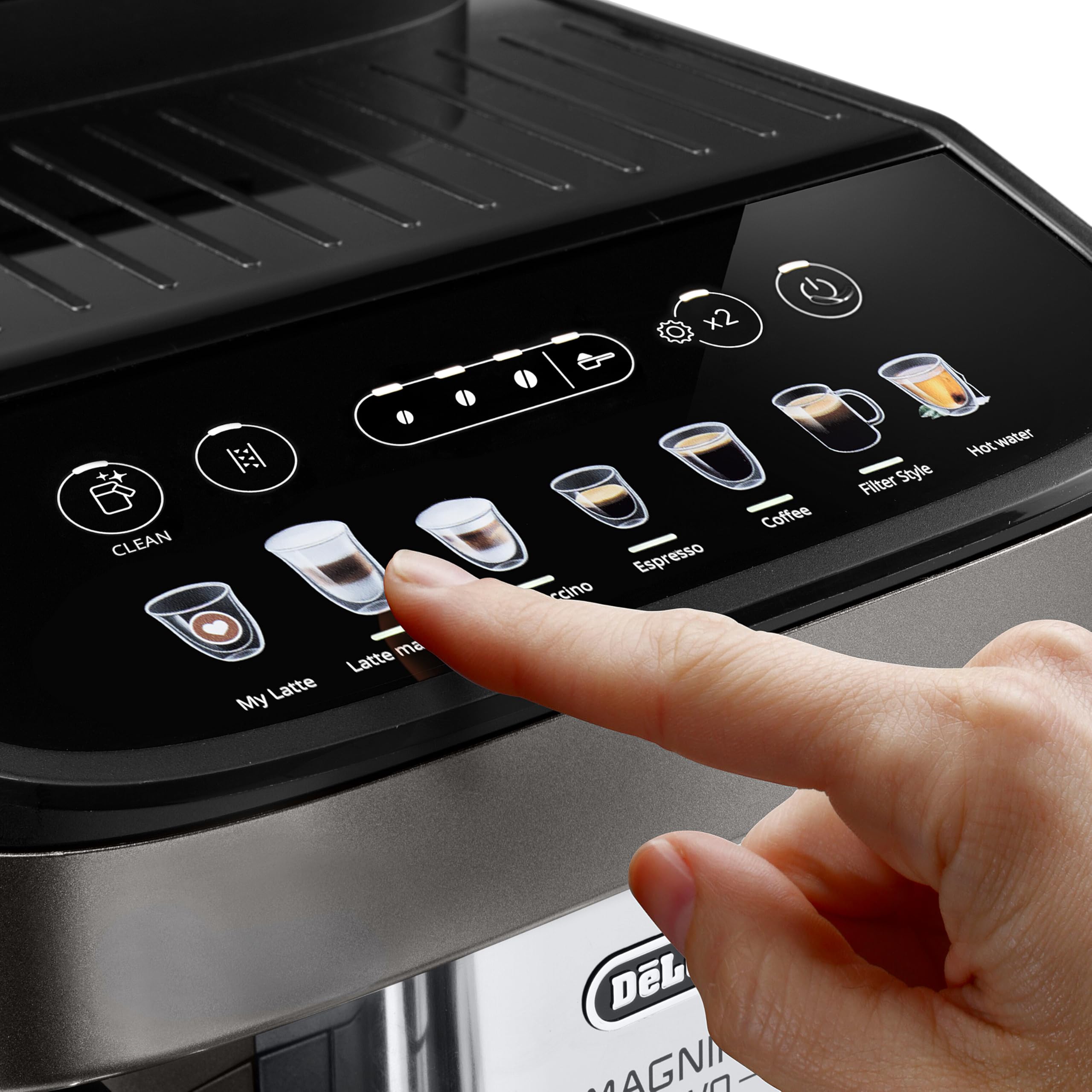 Macchivo - Magnifica Evo, automatisch Kaffeemaschine mit Milchschäumer, Titan/Schwarz